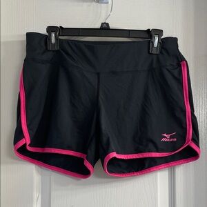 Mizuno Women's Athletic Shorts - Black with Pink Trim